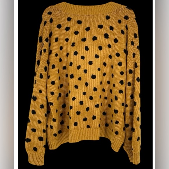 Madewell Chunky Knit Hillview Gold Painted Polka Dot V Neck Cardigan Sweater - Picture 3 of 14